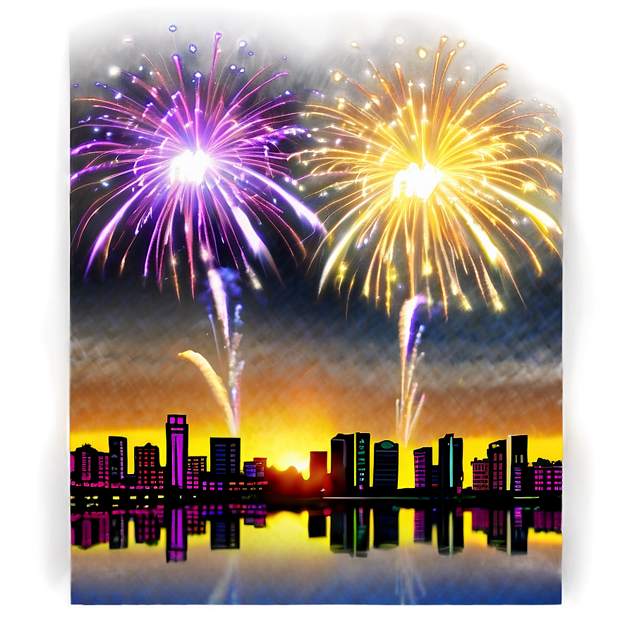 Fireworks Over City Png Oxf36 PNG Image