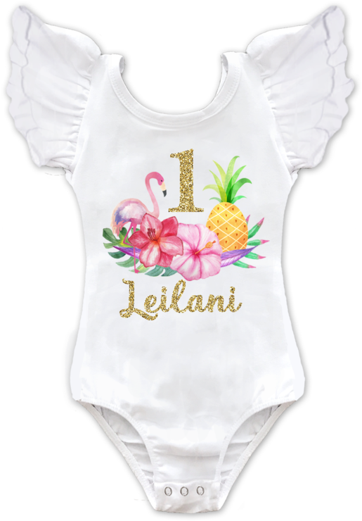 First Birthday Tropical Theme Bodysuit Leilani PNG Image