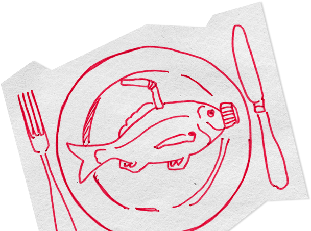 Fish Dinner Sketch Artwork PNG Image