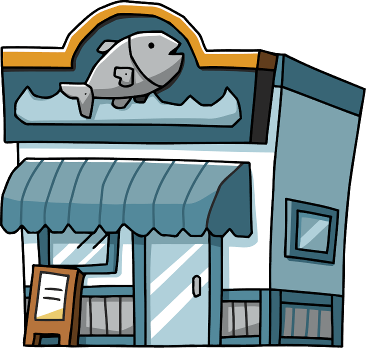 Fish Market Cartoon Illustration PNG Image