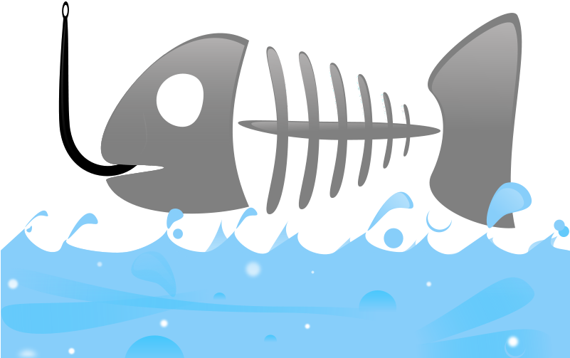 Fish Skeleton Cartoonon Hook PNG Image