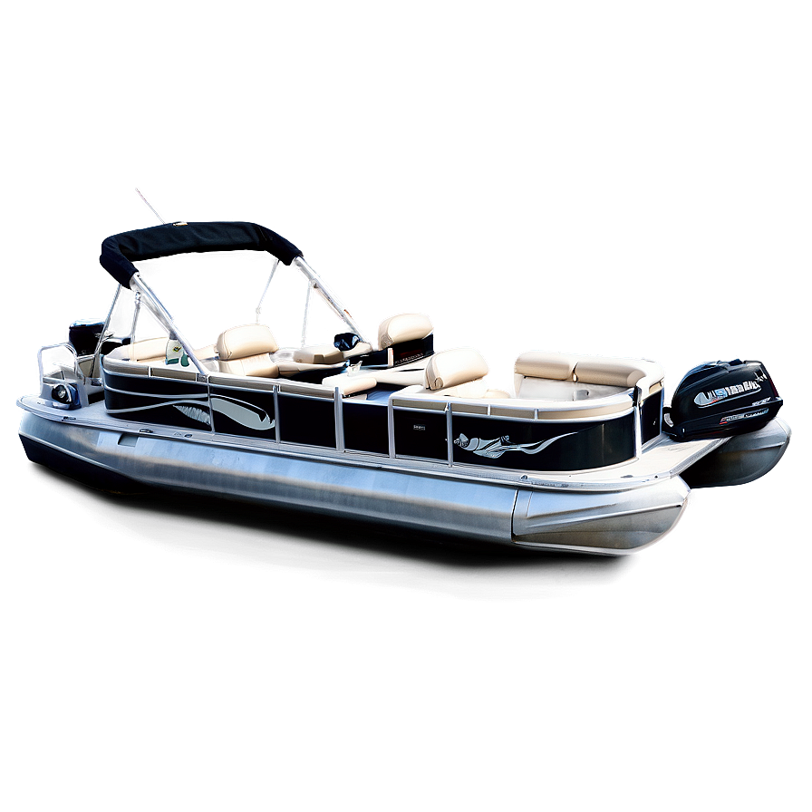 Fishing Equipped Pontoon Boat Png Mtp36 PNG Image