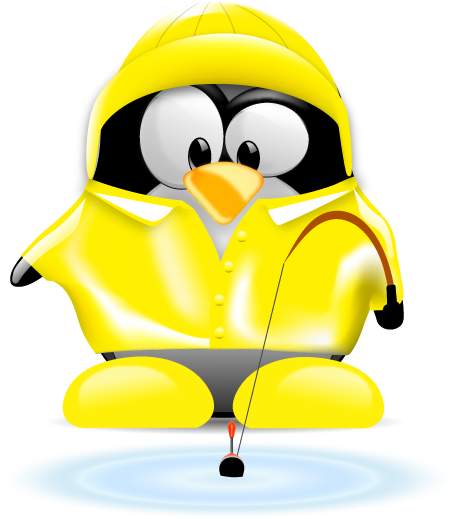 Fishing Tux Penguin Linux Mascot PNG Image