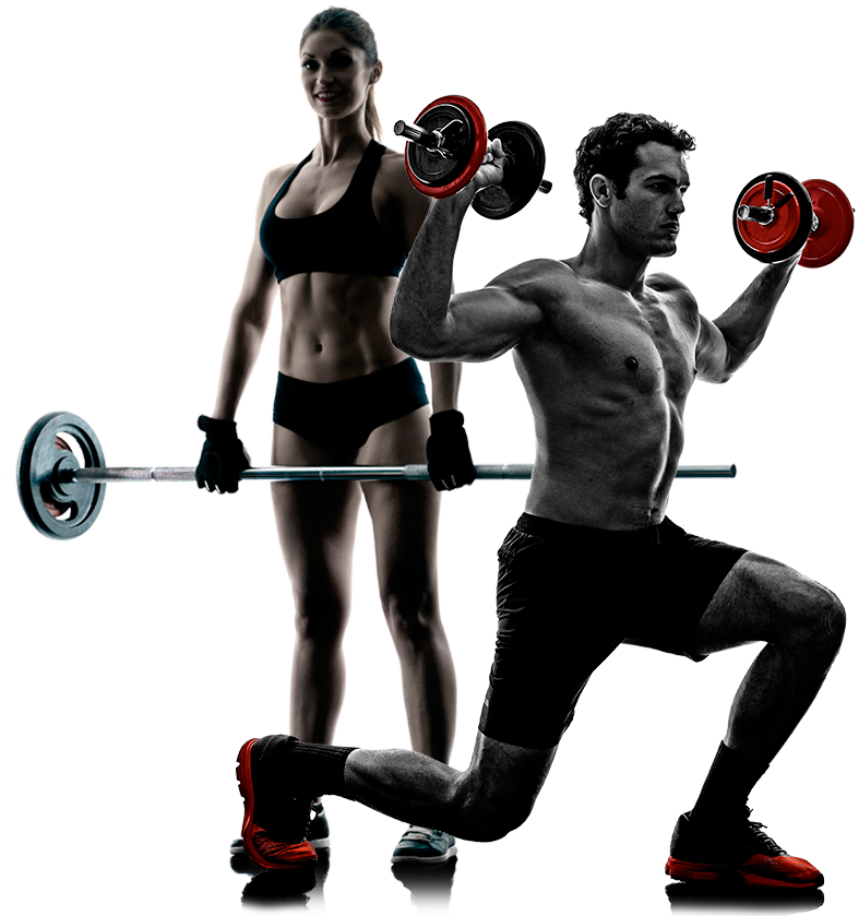 Fitness Duo Weightlifting Session PNG Image