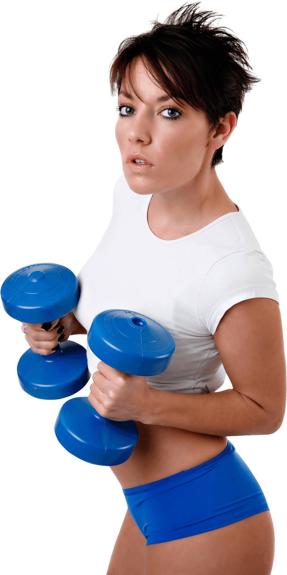 Fitness Enthusiastwith Dumbbells PNG Image