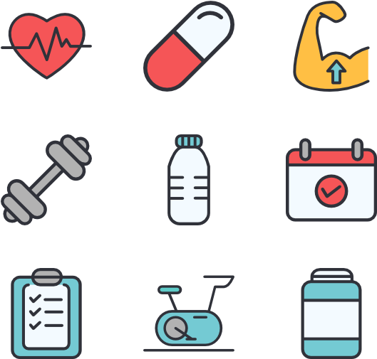 Fitness Icons Set PNG Image