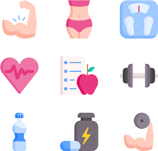 Fitness Icons Set PNG Image