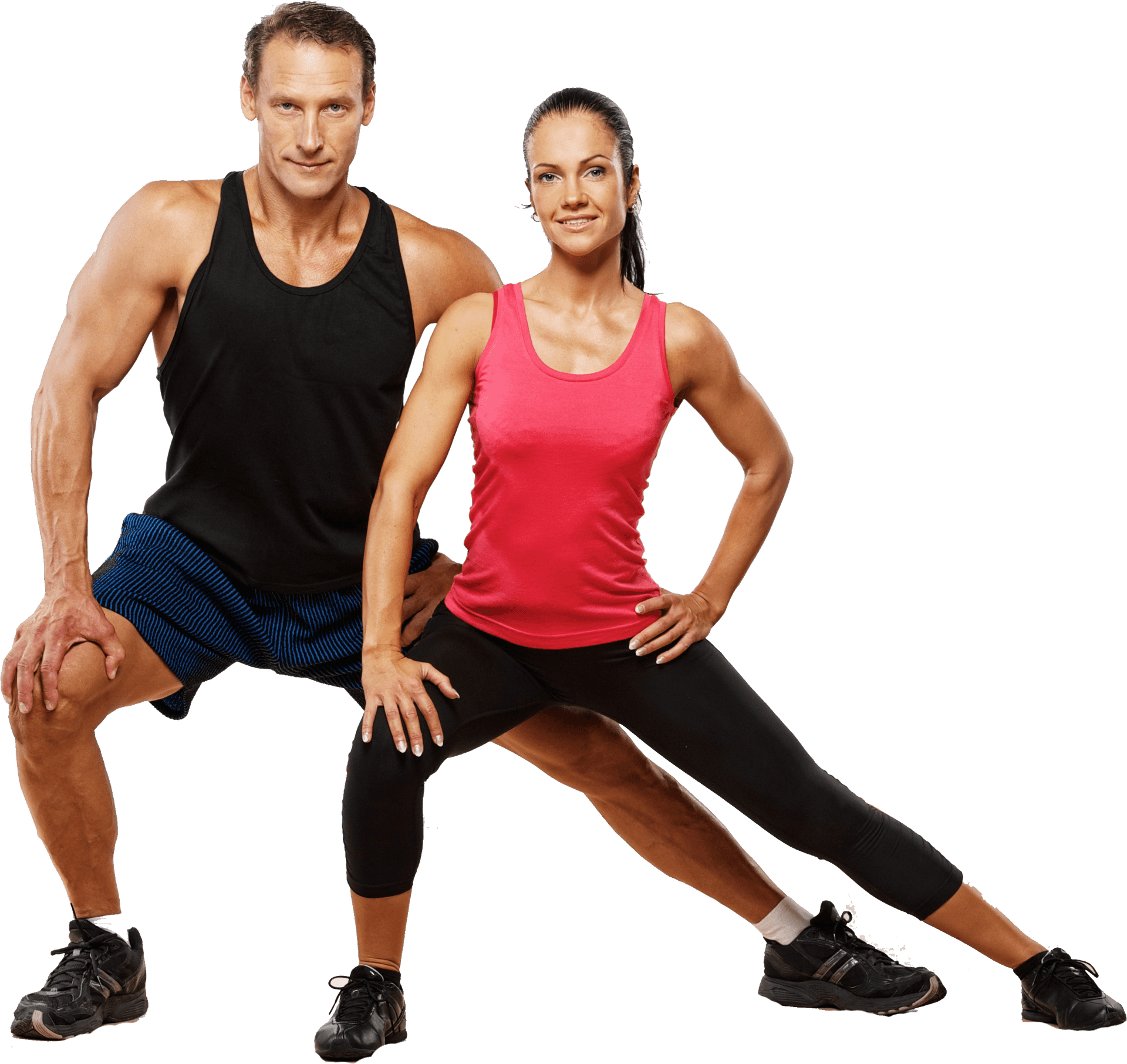 Fitness Instructor Duo Posing PNG Image