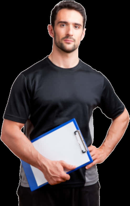 Fitness Instructor With Clipboard PNG Image