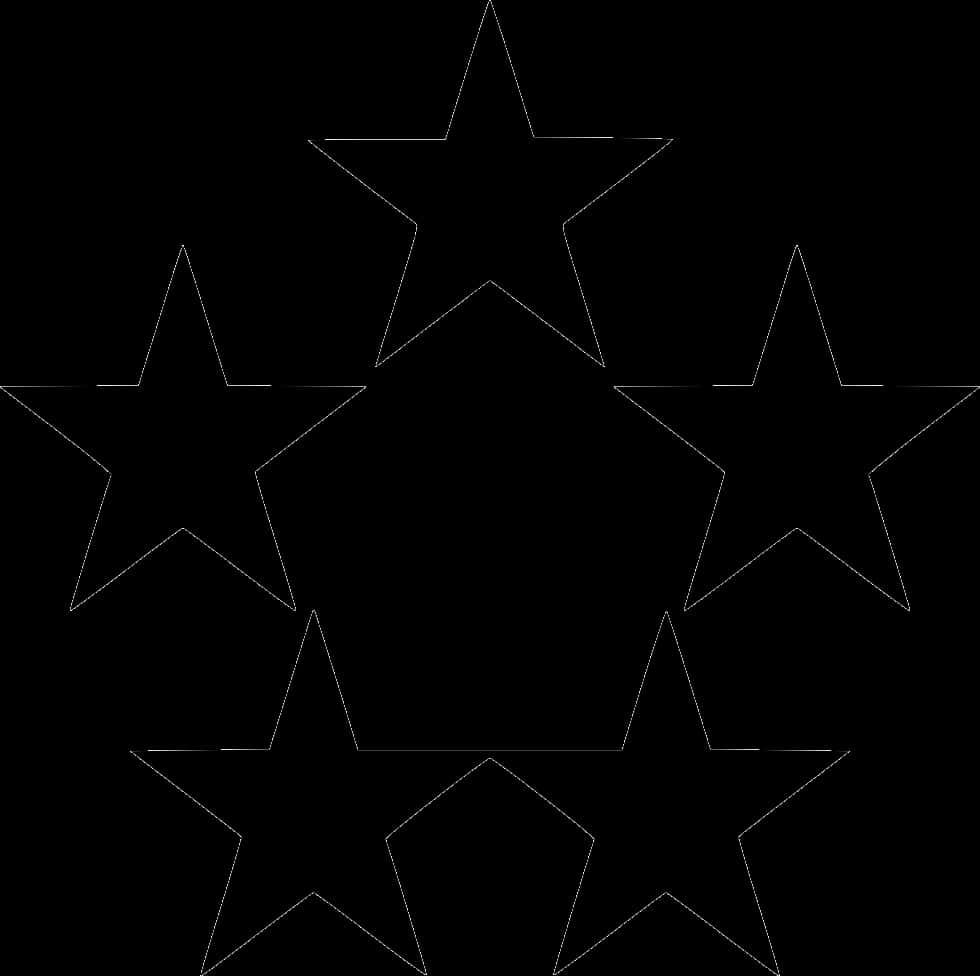 Five Black Stars Graphic PNG Image