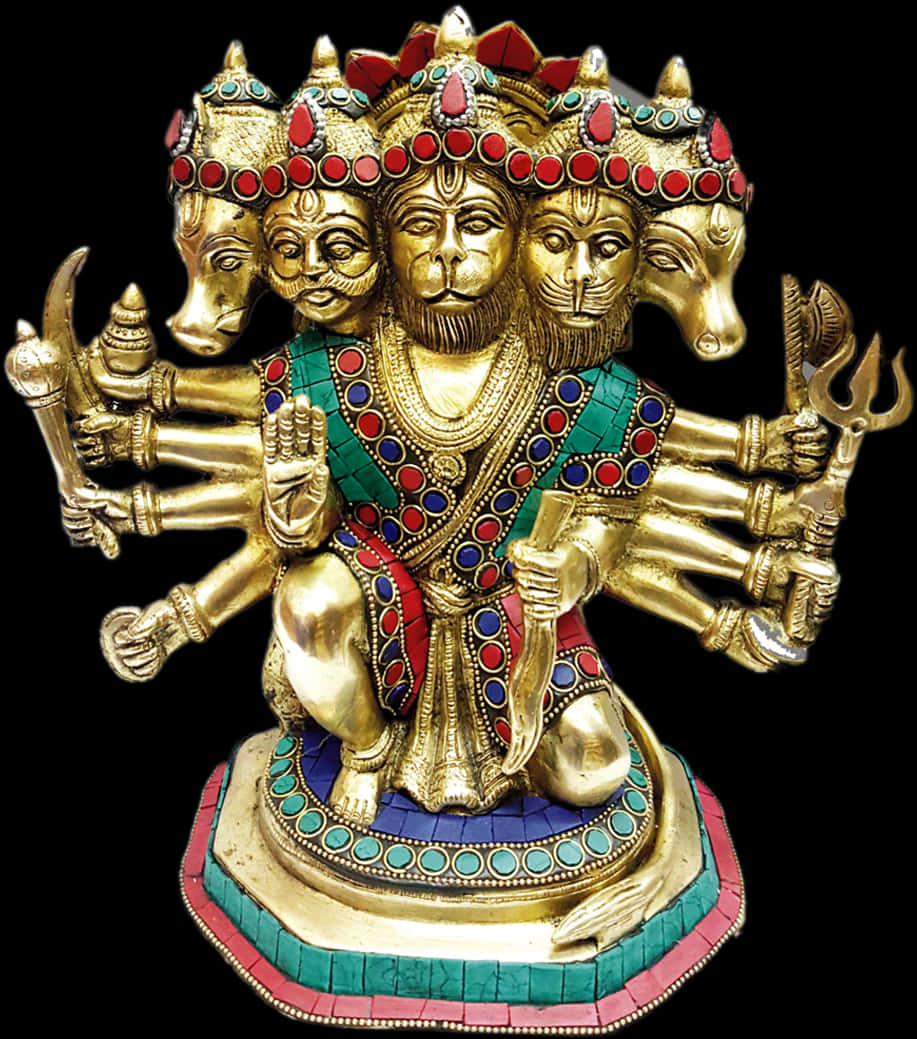 Five Faced Hanuman Statue PNG Image