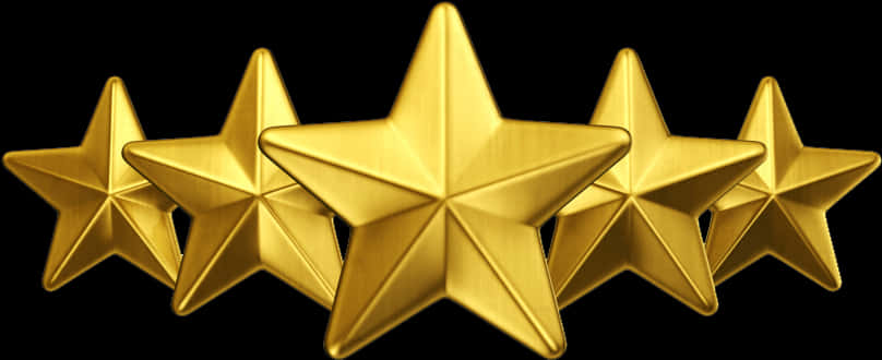 Five Gold Stars Black Background PNG Image