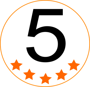 Five Orange Stars Circle Graphic PNG Image