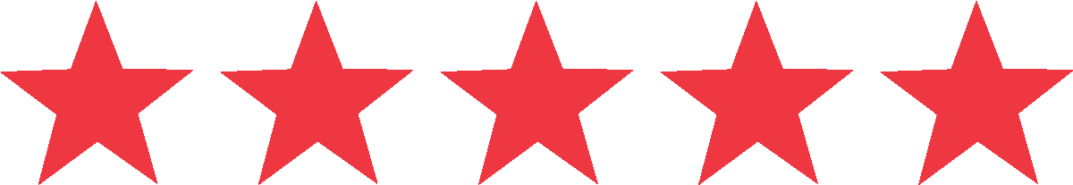 Five Red Stars Row PNG Image