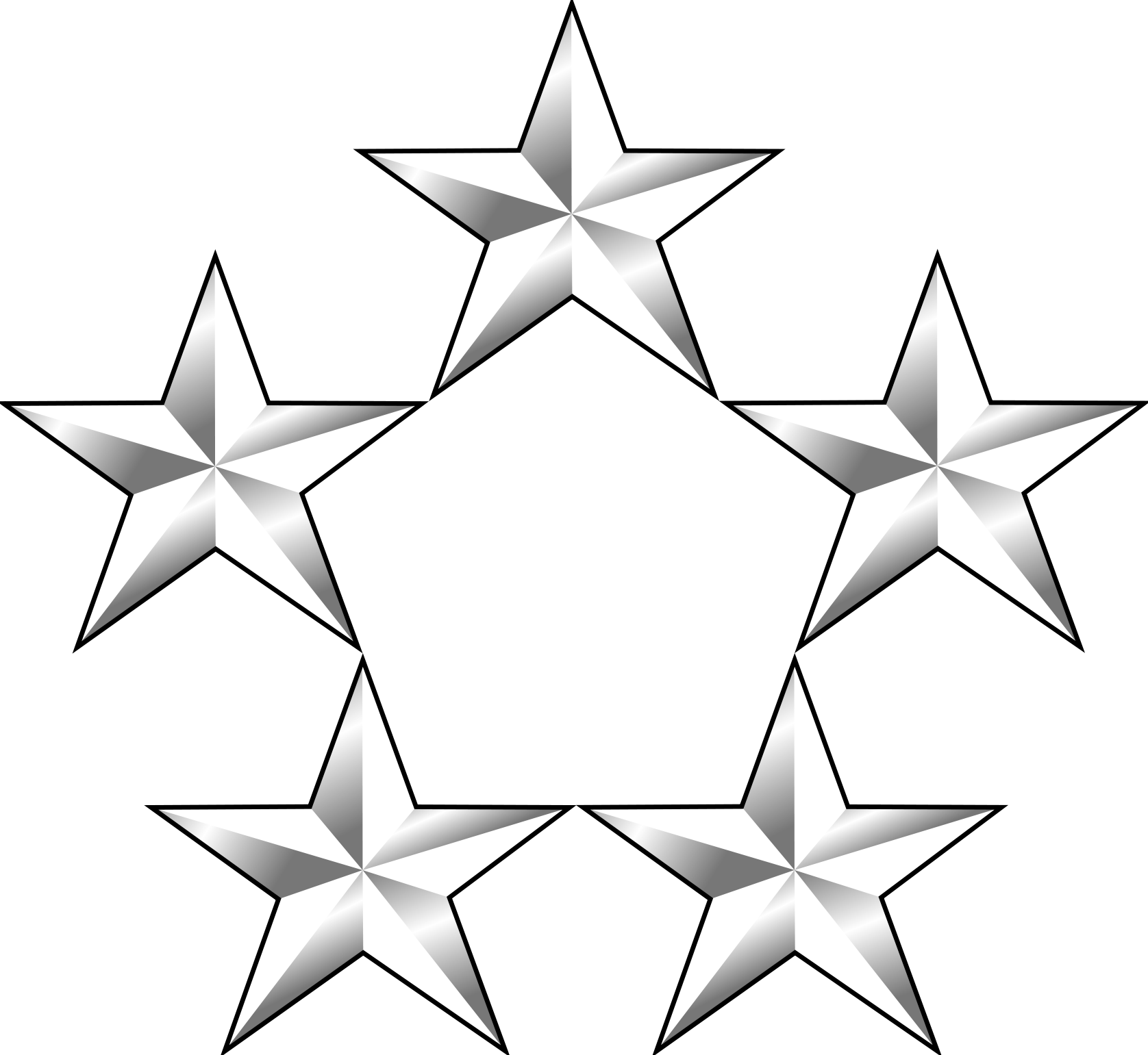 Five Silver Stars Formation PNG Image