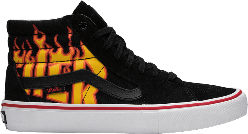 Flame Design Vans Skate High Top Sneaker PNG Image