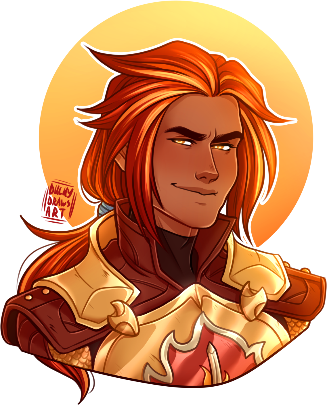 Flame Haired Fantasy Warrior Illustration PNG Image