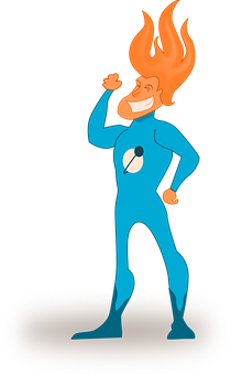 Flame Haired Superhero Illustration PNG Image