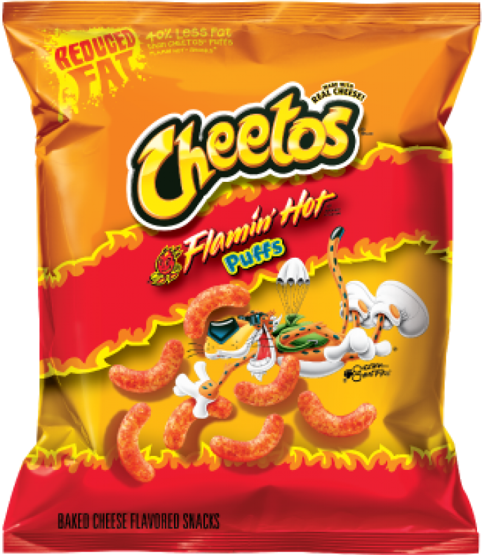 Flamin Hot Cheetos Puffs Reduced Fat Package PNG Image