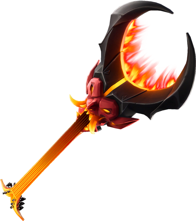 Flaming Axe Fantasy Weapon PNG Image