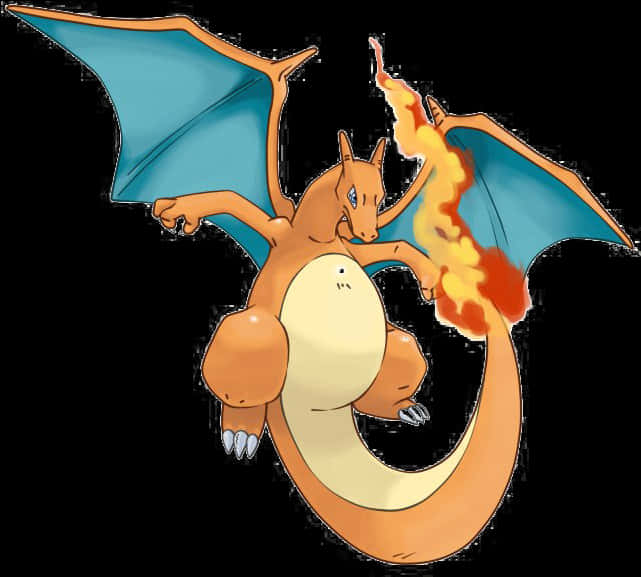 Flaming Charizard Artwork PNG Image