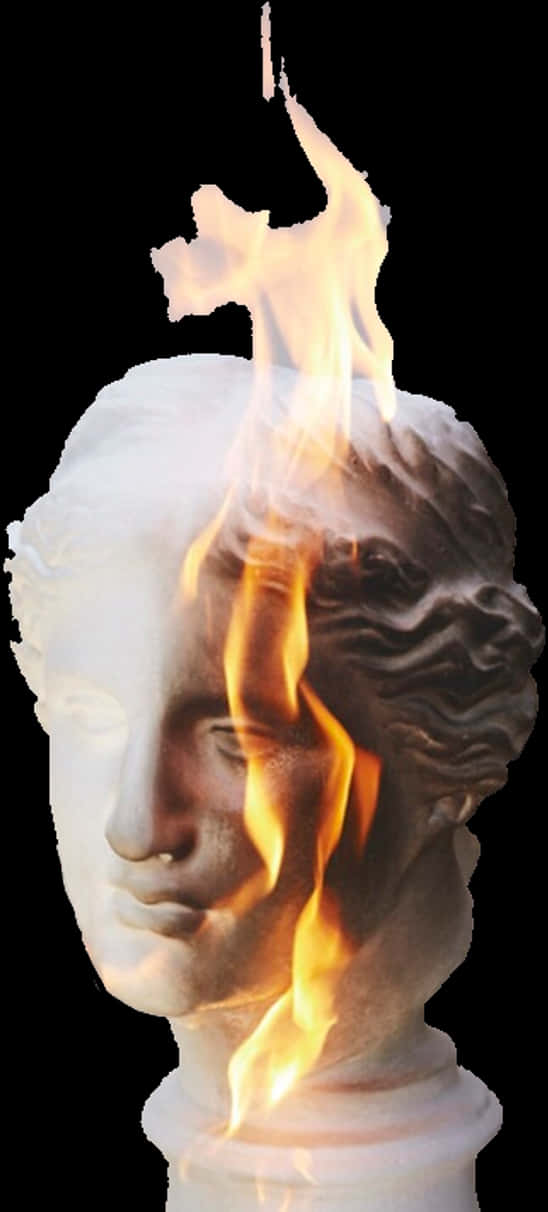 Flaming Classical Bust Candle PNG Image