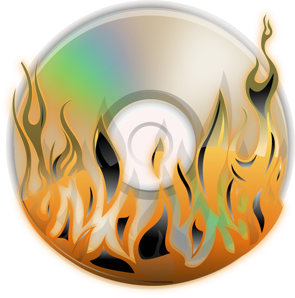 Flaming Compact Disc Illustration PNG Image