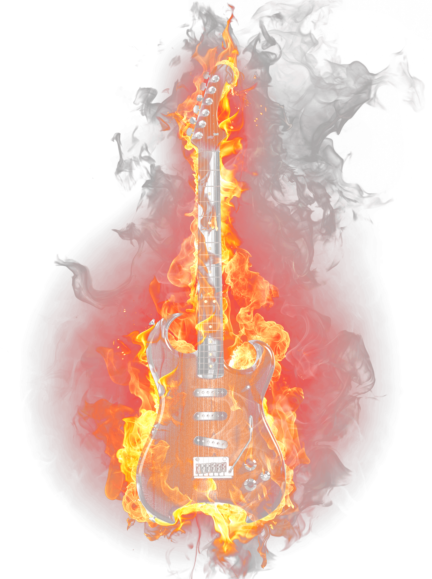 Flaming Guitar Graphic PNG Image