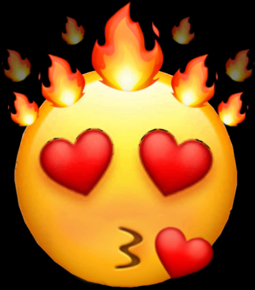 Flaming_ Heart_ Eyes_ Emoji PNG Image