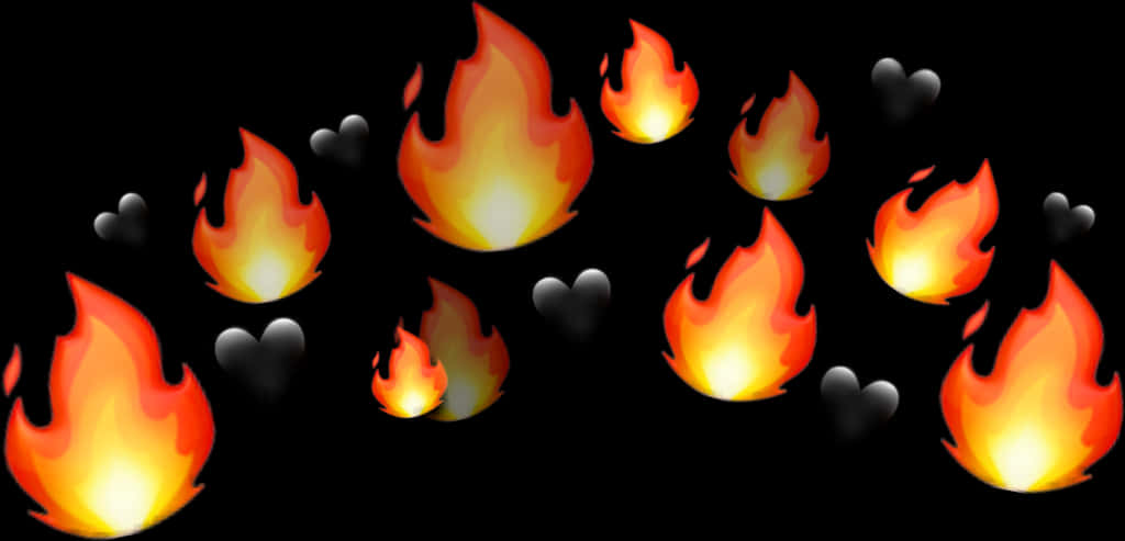 Flaming_ Hearts_ Pattern PNG Image