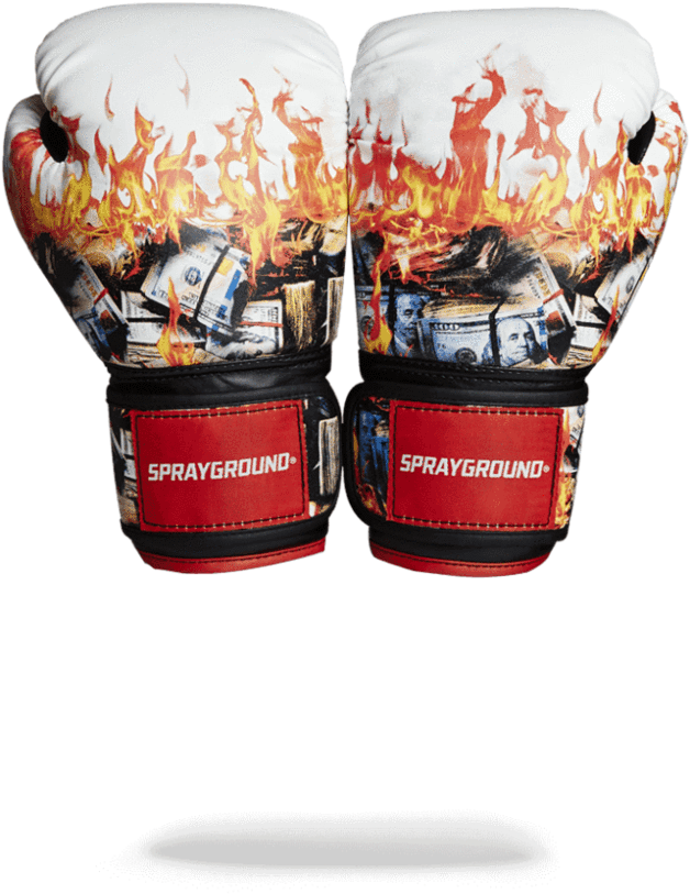 Flaming Money Boxing Gloves PNG Image