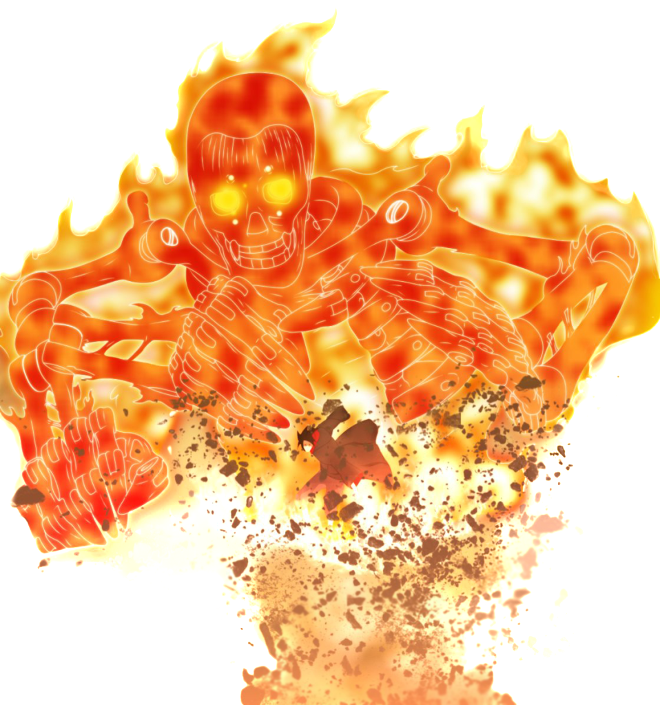 Flaming Skeleton Artwork PNG Image