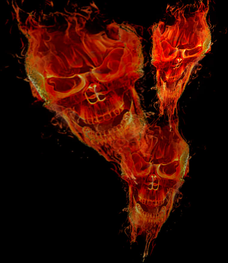 Flaming Skull Illusion PNG Image