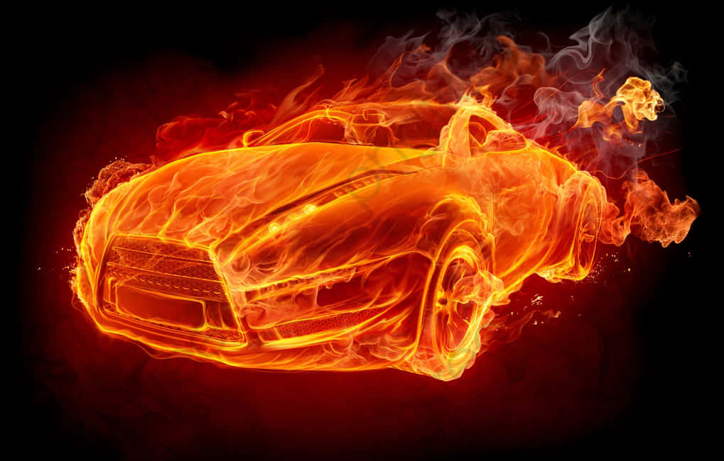 Flaming Sports Car Illustration PNG Image