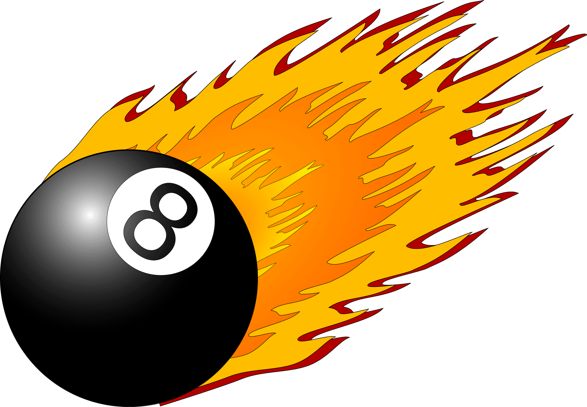 Flaming8 Ball Pool Graphic PNG Image