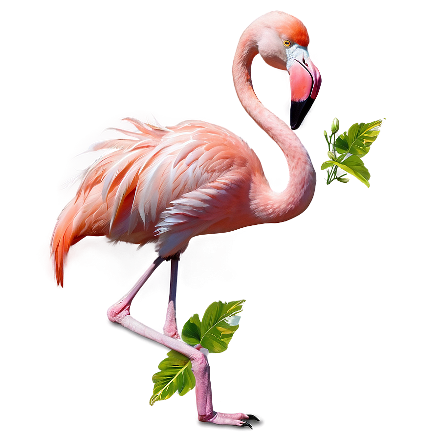 Flamingo And Hibiscus Flowers Png Hnv70 PNG Image