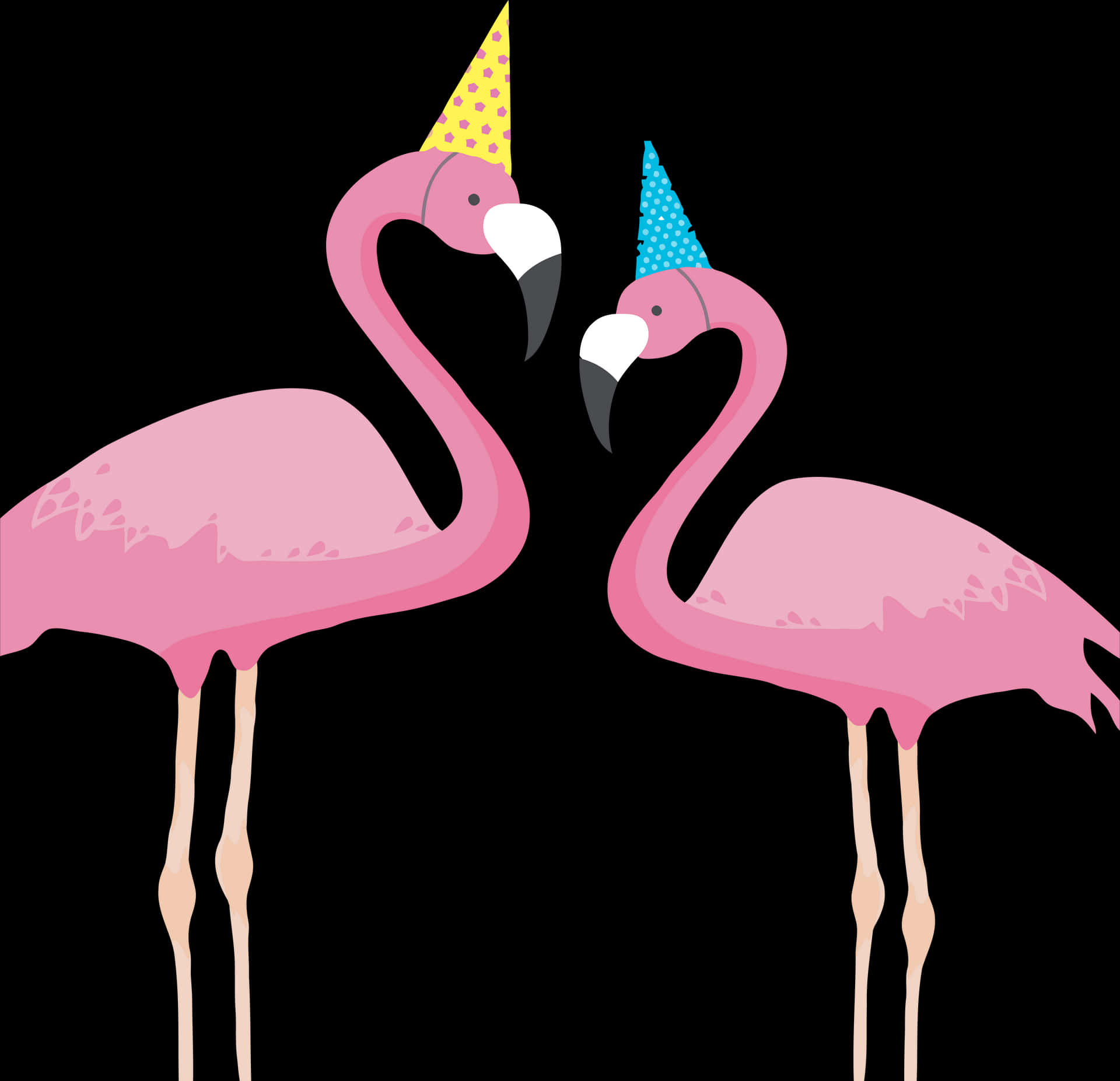 Flamingo_ Friends_ Celebration PNG Image