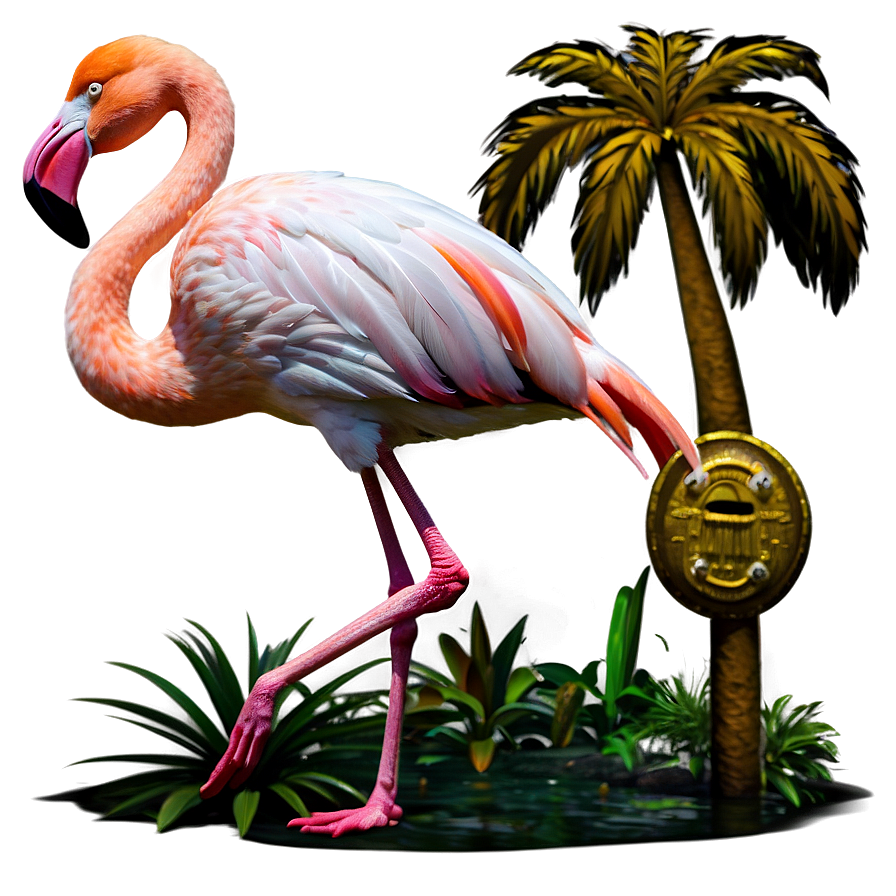 Flamingo In Tropical Paradise Png Xxu34 PNG Image