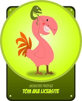 Flamingo Monster Profile Cartoon PNG Image