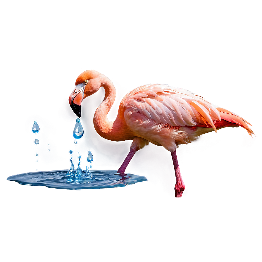 Flamingo With Water Droplets Png Mdj PNG Image