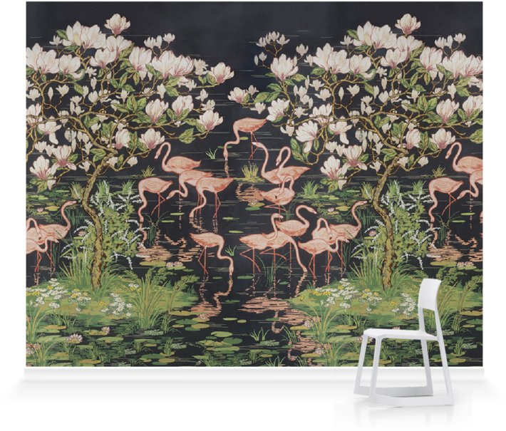 Flamingosand Magnolias Wallpaper PNG Image