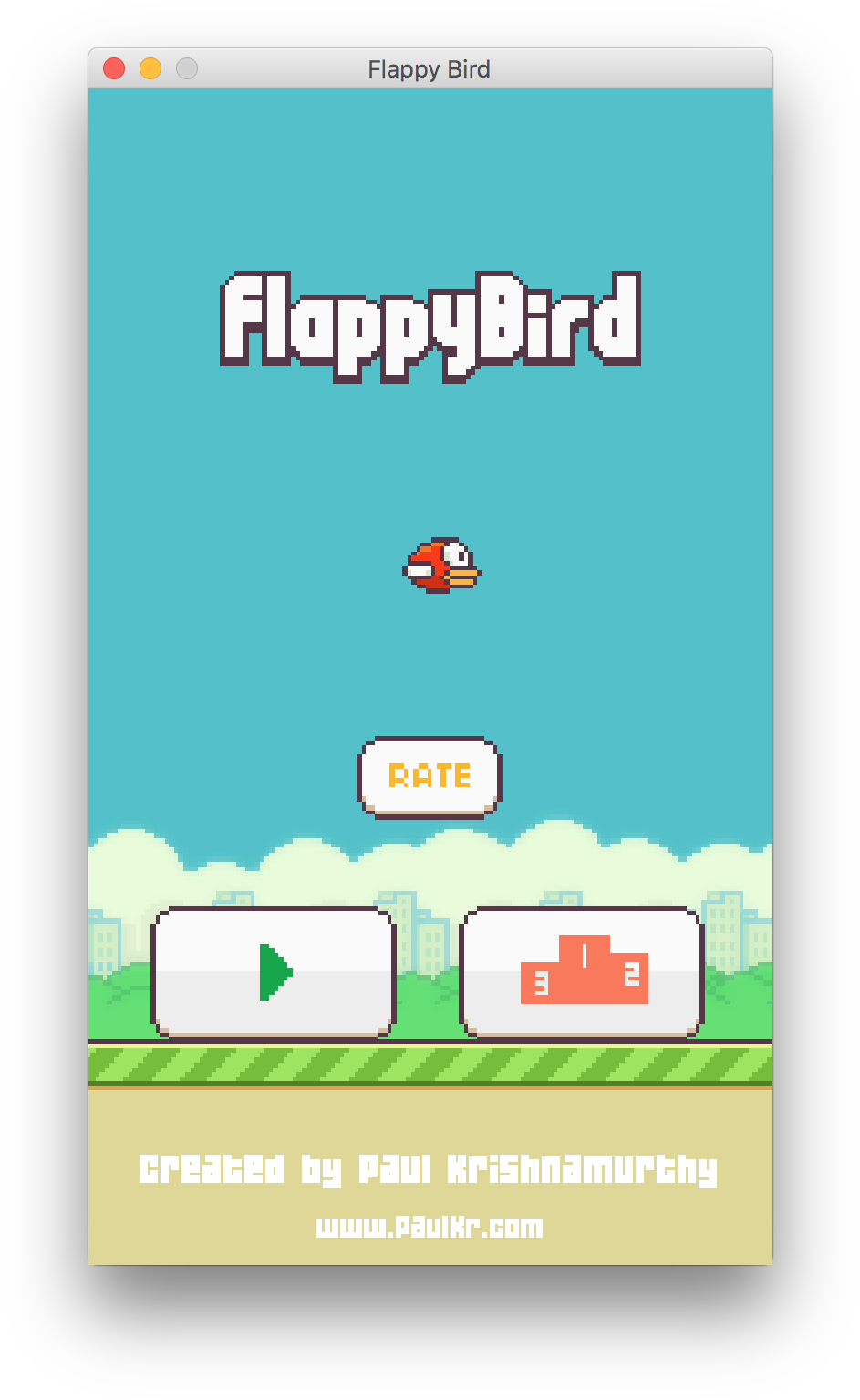 Flappy Bird Game Menu Screen PNG Image