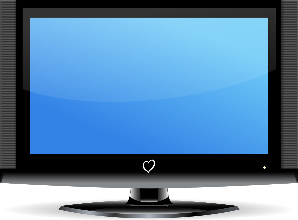 Flat Screen T V Icon With Blue Screen PNG Image