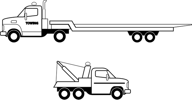 Flatbedand Wrecker Tow Trucks Vector PNG Image