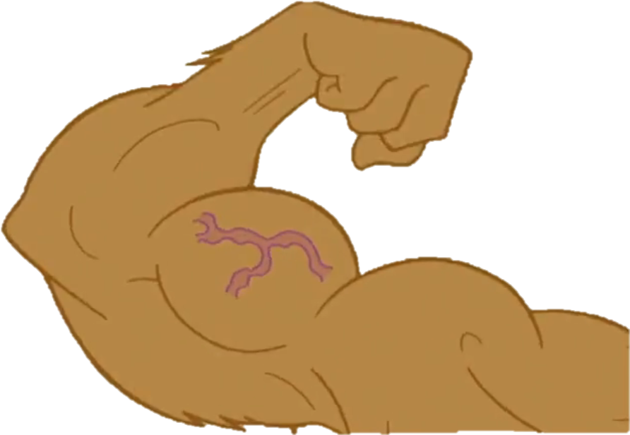 Flexing Muscular Arm Cartoon PNG Image