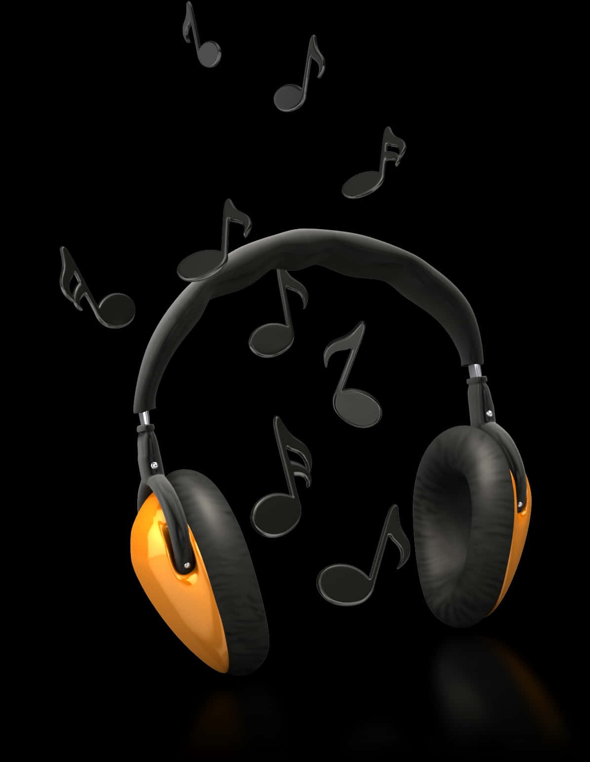 Floating Headphoneswith Musical Notes PNG Image