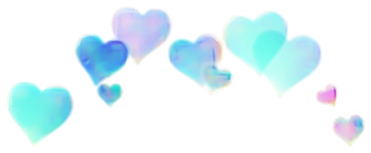 Floating Hearts Holographic Effect PNG Image