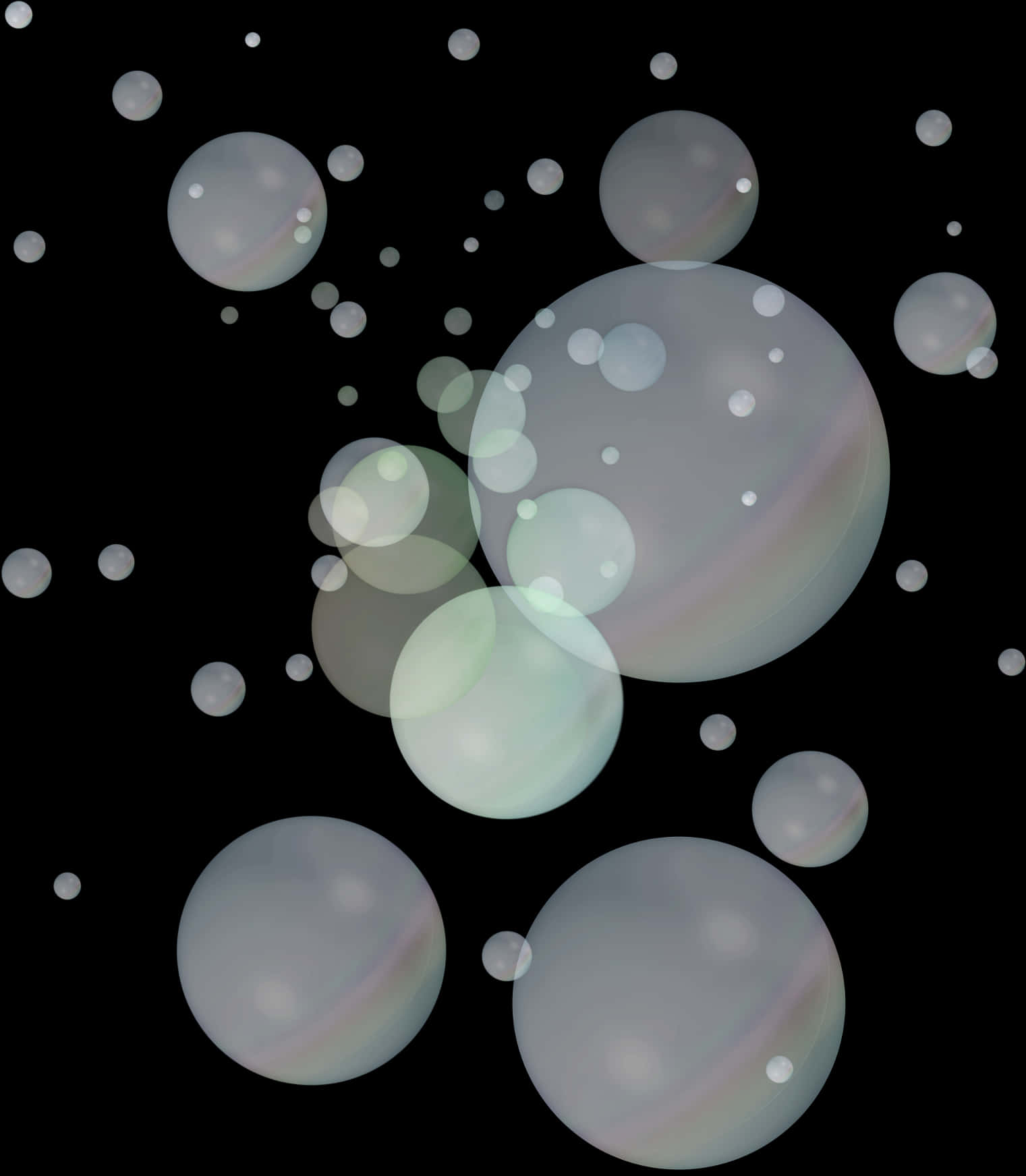 Floating Soap Bubbles Dark Background PNG Image