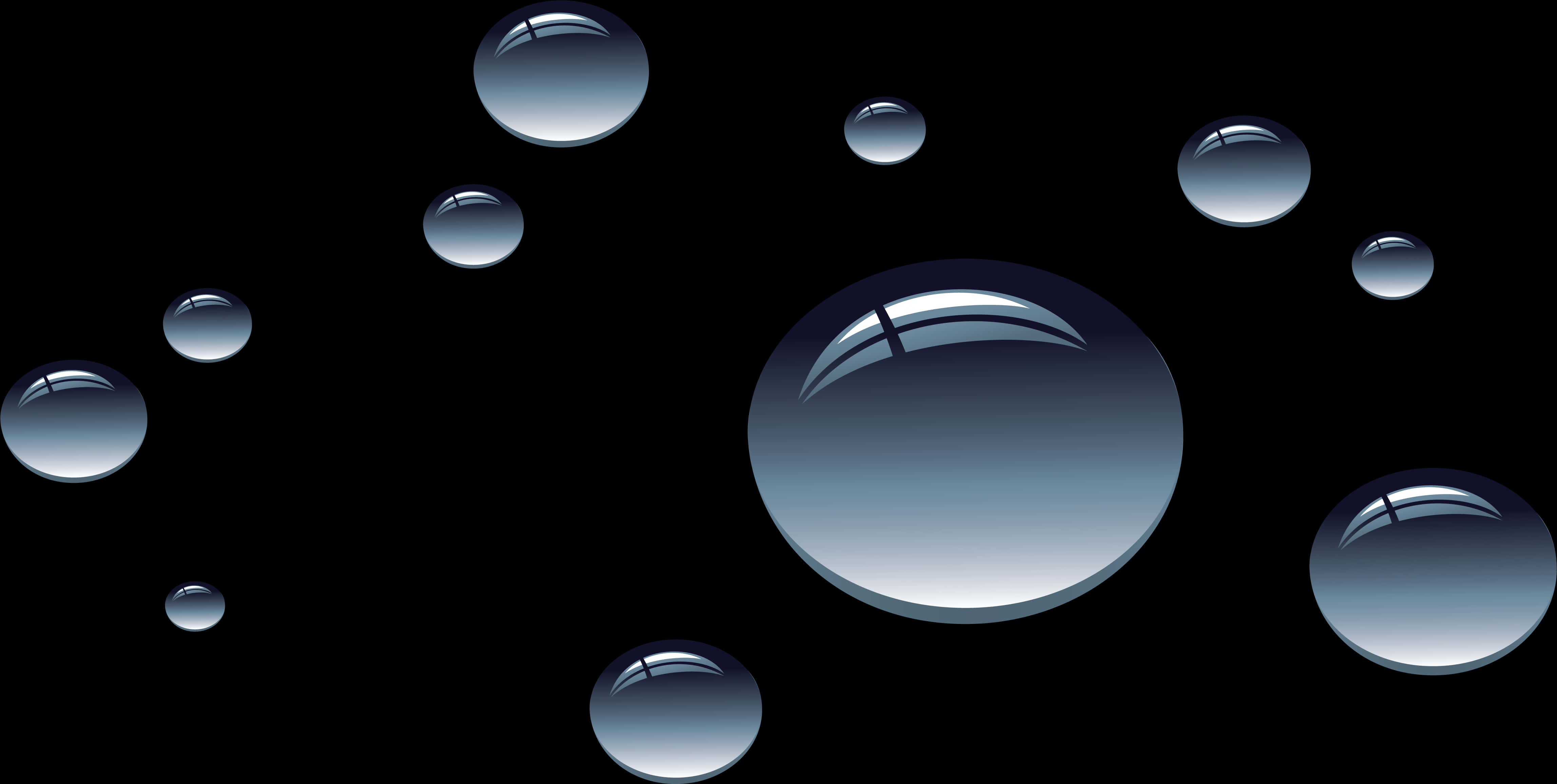 Floating Water Dropson Black Background PNG Image