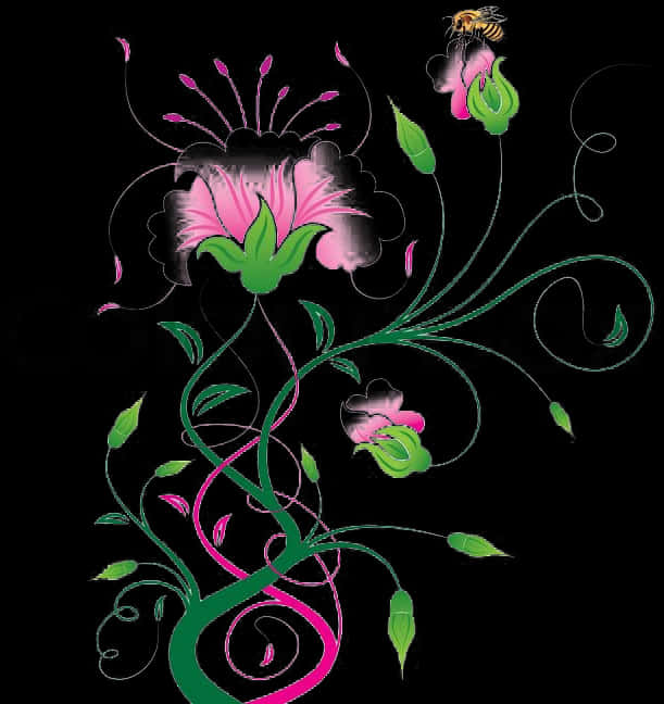 Floral Abstract Art Design PNG Image